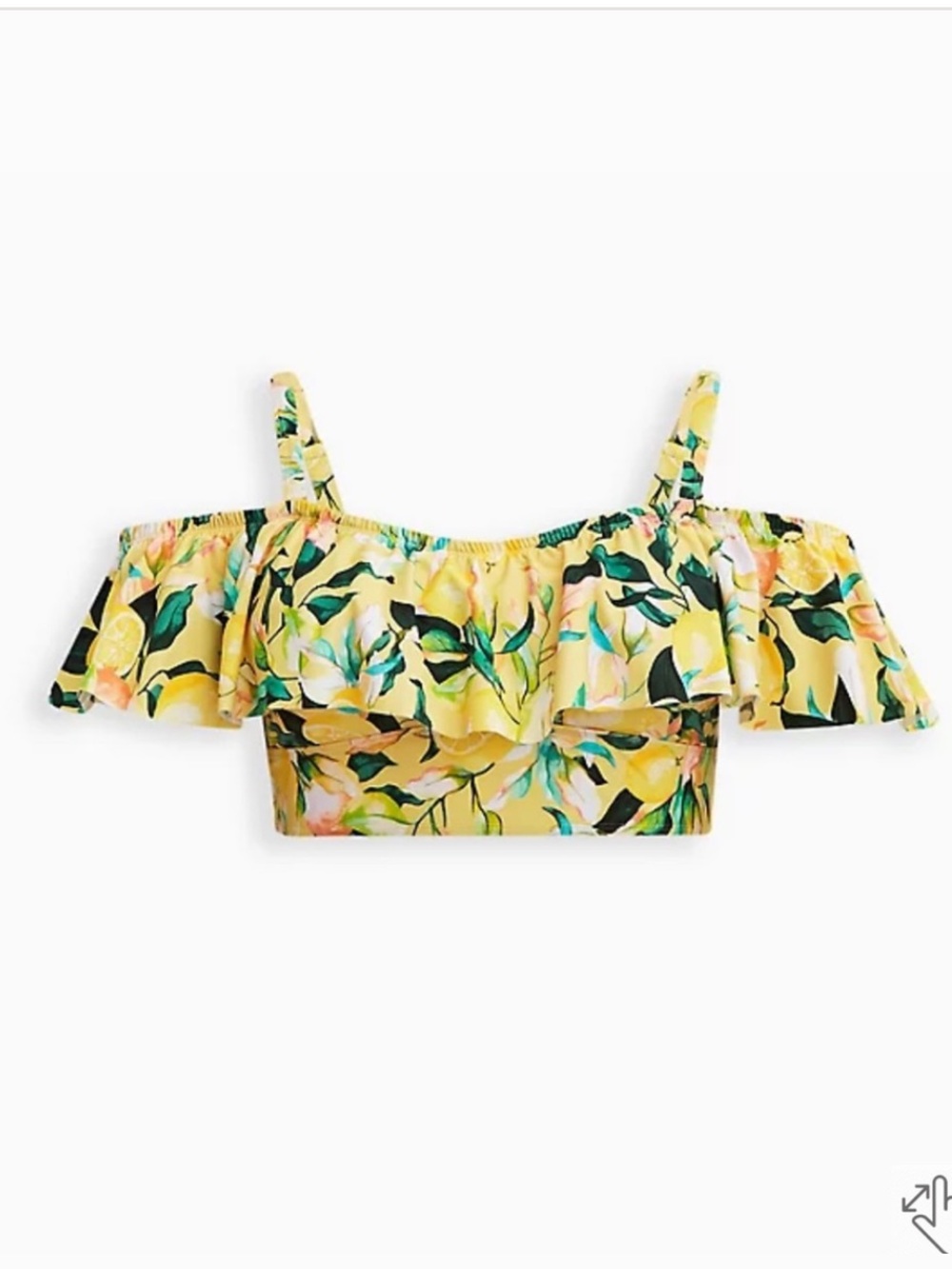 torrid Yellow Floral Off-Shoulder Ruffle Crop Top with Straps